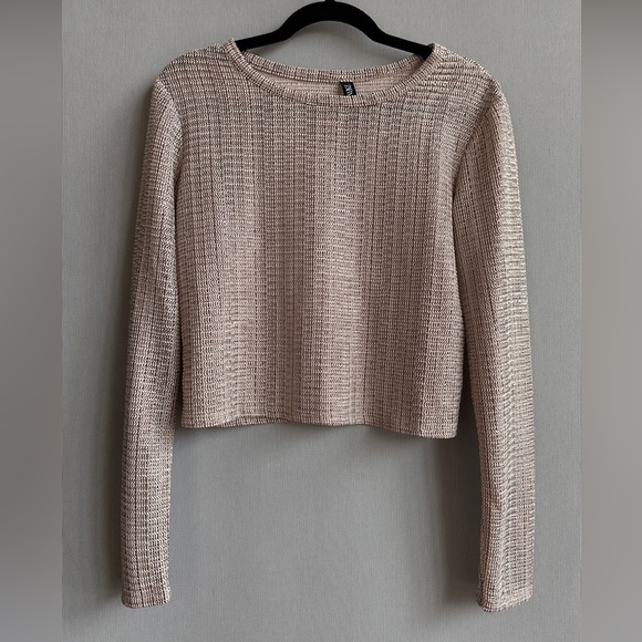Zara | Metallic Knit Thread Crop Top | Long Sleeve Sweater | Size M - Picture 3 of 8